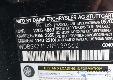 2008 Mercedes-Benz Sl 550 z USA, uszkodzony, nr VIN WDBSK71F78F139662